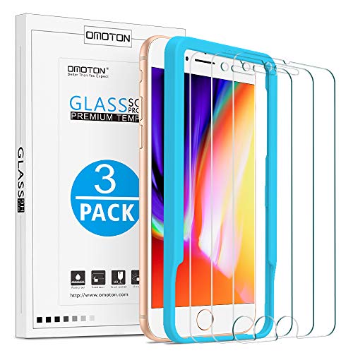OMOTON Protector Pantalla iPhone 8 / 7 Cristal Templado 4.7 Pulgadas, Protector Pantalla iPhone 8, 2.5d Borde, 9H Dureza, 3 Pack