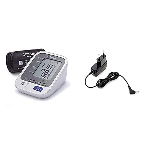 OMRON M6 Comfort - Monitor de presión arterial automático de braz, memoria de hasta 200 mediciones + Adaptador de corriente AC para tensiómetro