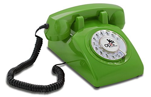 OPIS 60s Cable con Logo de Opis Technology: Teléfono Estilo Retro/teléfono Vintage de los años Sesenta con Disco de marcar (Verde)