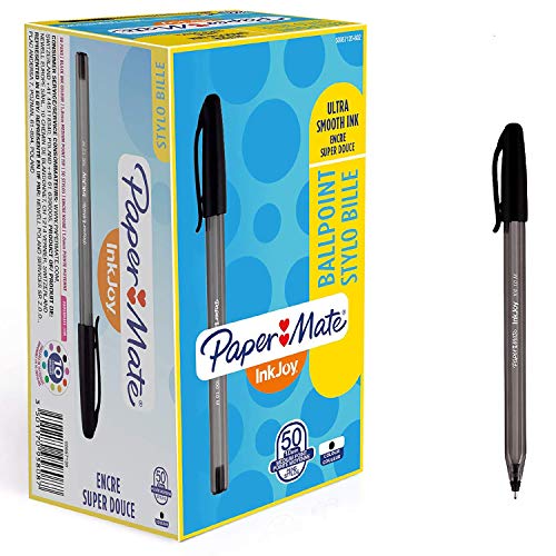 Paper Mate S0957120 - Bolígrafo con capuchón, punta media de 1 mm, caja de 50, color negro