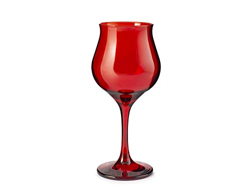 Pasabahce 518742 Wavy - Juego de 6 copas de cristal, color rojo