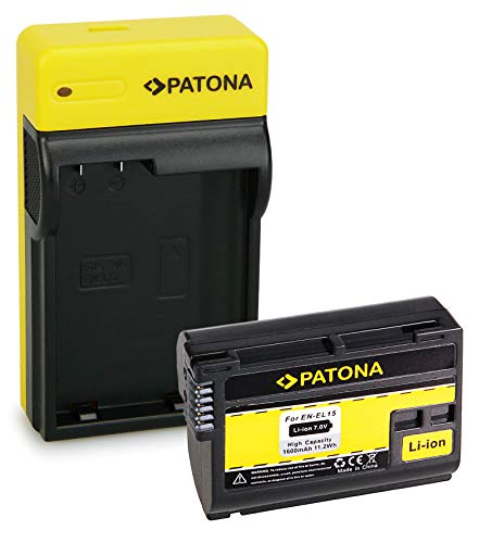 PATONA Premium Batería EN-EL15 con Estrecho Cargador Compatible con Nikon 1 V1, Z6, Z7, D7000, D7100, D7200, D7500