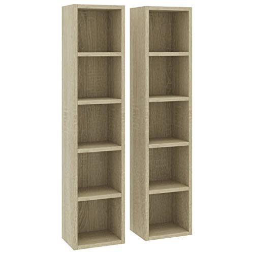 pedkit Estantería para CDs con 5 Compartimentos Soporte para CDs Estantería de Pared 2 Unidades Aglomerado Roble Sonoma 21x16x93,5 cm pedkit Estantería para CDs con 5 Compartimentos Soporte para CDs Estantería de Pared 2 Unidades Aglomerado Roble Sonoma 21x16x93,5 cm