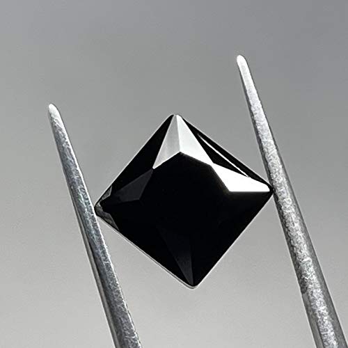 Piedras preciosas sueltas de forma cuadrada de espinela negra natural, 8 x 8 mm (1 unidad)
