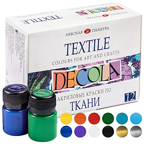 Pintura textil acrílica de alta calidad – a elegir:6 o 12 colores cada 20 ml - colores de tela lavables - Nevskaya Palitra (juego de 6)