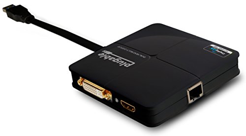 Plugable USB 3.0 Adaptador Gigabit Ethernet y de gráficos de cabezal doble con DisplayLink conjunto de componentes DL-3900 (HDMI hasta 2560x1440 y DVI / VGA a 2048x1152 / 1920x1200). Soporta Windows 10 8.1, 8, 7 y XP