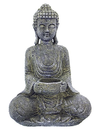 'Portavelas "Buda poliresina en verwitterter Natural Piedra Altura 26 cm, adecuado para velas con Max. Diámetro de 4,5 cm, sin Vela