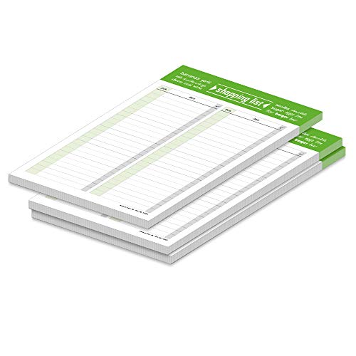 PRICARO Shopping List- Lote de 3 hojas magnéticas (A5, 25 hojas), color verde