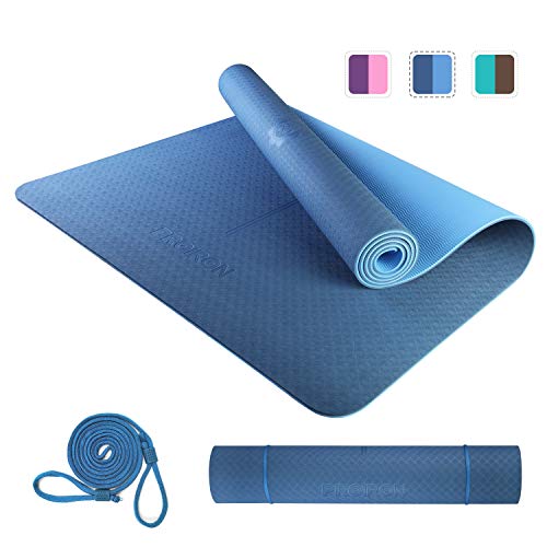 PROIRON Yoga Mat Colchoneta Esterilla Yoga Antideslizante TPE Estera de Yoga Extra Suave con Double Capas Azul 1830×800×6mm