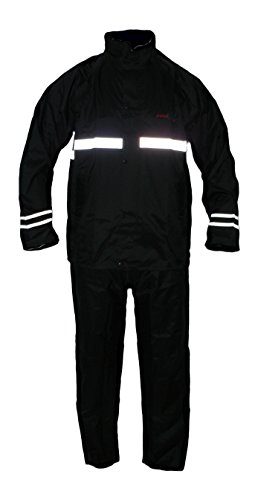 Protectwear Gabardina de motocicleta, traje de lluvia,impermeable, 2 piezas, negro RK Tamaño XL