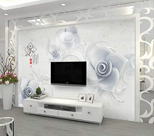 Ptcta Papel pintado no tejido 3D Flores simples y elegantes 3D relieve TV fondo pared 575-400cm(W) x 300cm(H)