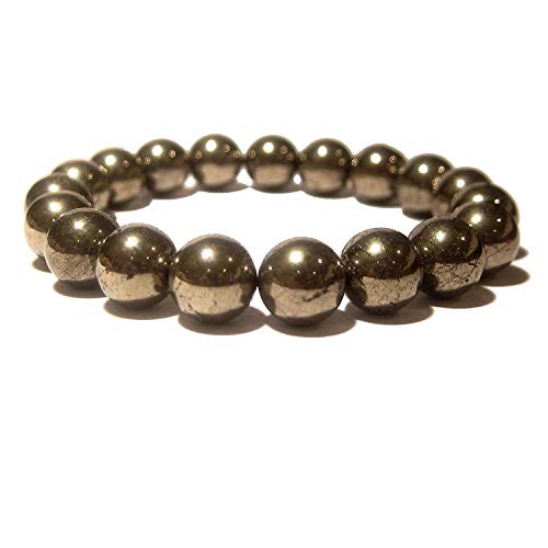 Pulsera natural de la pirita de oro pulsera del estiramiento de pulsera | 7-7,5" Longitud de la pulsera de oro de la pirita pulsera de piedras preciosas | Pulsera unisex | 6mm Perlas de forma redonda