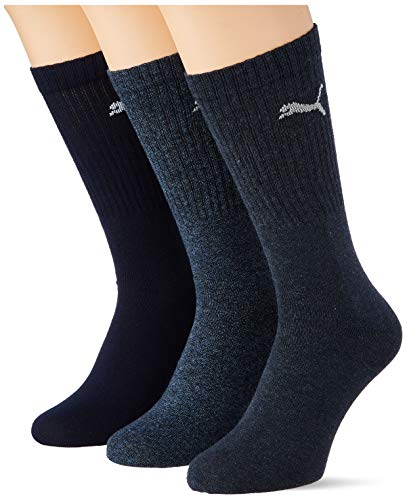 PUMA Sport Crew Lightweight Socks (3 Pack) Calcetines, azul marino, 39-42 Unisex Adulto