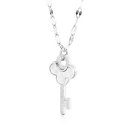 Qings De Moda Llave Madre Perla Collar Colgante Plateado de Concha Ajustable para Mujeres y niñas Qings De Moda Llave Madre Perla Collar Colgante Plateado de Concha Ajustable para Mujeres y niñas