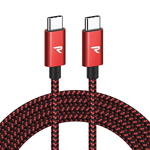RAMPOW Cable USB C a USB C [20V/3A 60W] 2M Cable Tipo C a Tipo C con Power Delivery Compatible para Macbook Pro 2016/2017, ChromeBook Pixel, Samsung S9/S8/Note 8, Nintendo Switch - Rojo