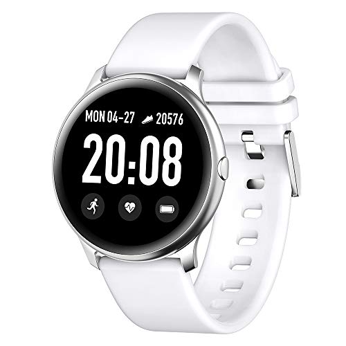 RanGuo - Reloj Inteligente para Hombres Mujeres y niños, Deportes al aire libre impermeable Smart Watch para sistema Android y iOS, Apoyo recordatorio de llamada y recordatorio de mensaje (Blanco)