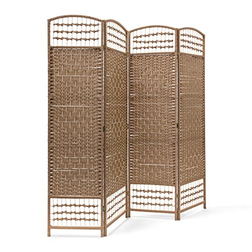 Relaxdays – Biombo Plegable de 4 Paneles de bambú, Protege de la luz, Divide los Espacios, tabique de separación, 179 x 180 x 2 cm (Alto x Largo x Ancho), Color Natural