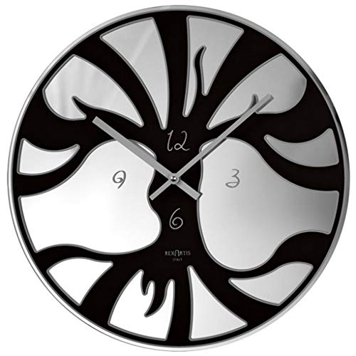 REXARTIS, Life Reloj Negro Fabricado en Cristal Plateado y Serigrafiado Diámetro 40 cm