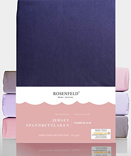 Rosenfeld Sábana bajera ajustable 100% algodón extra grueso y suave, sábana bajera ajustable de 90 x 200 cm hasta 100 x 200 cm, sábana bajera para altura de hasta 30 cm, color antracita