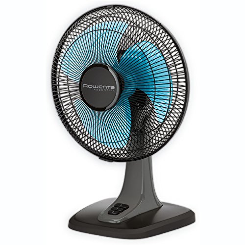 Rowenta Essential VU2110F0 Ventilador de mesa campacto de 25 cm con 2 velocidades, oscilación automática y orientación ajustable