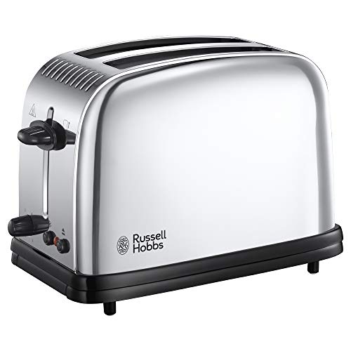 Russell Hobbs Victory Tostadora, 2 Ranuras Anchas, para 2 Rebanadas, Gris, Referencia 23311-56, 1670 W, INOX Brillante, Negro, Acero inoxidable