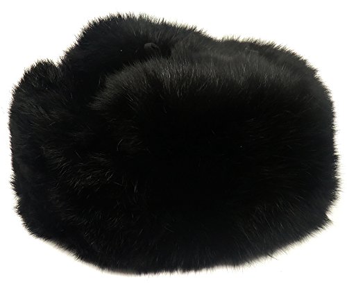 RUSSIAN STORE Ushanka Sombrero de Piel de Conejo Color Negro Disponible. Talla (M).