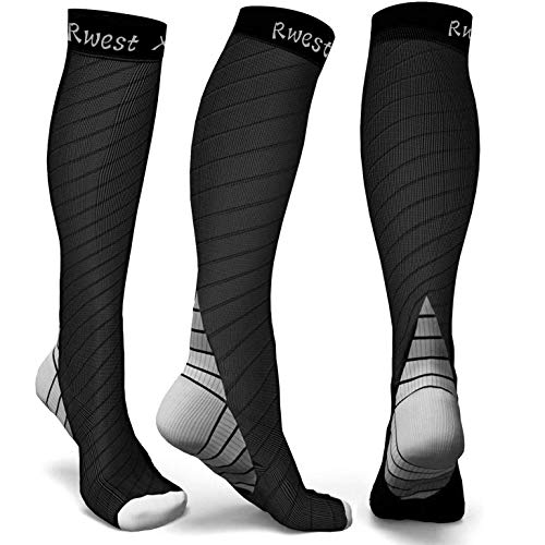 Rwest X Calcetines de compresión Medias de compresión para Hombres y Mujeres, Deporte, Trotar, Correr, Volar, Viajar, varicosas，Embarazo y médicos, Aumentar la circulación sanguínea, la regeneración