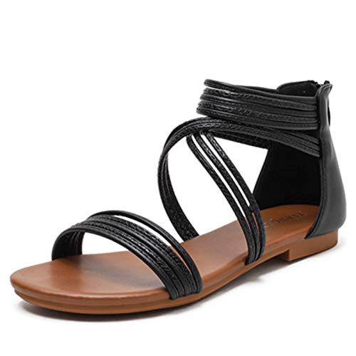 Sandalias de tacón Inclinado para Mujer Zapatos de Senderismo de Verano para Mujer Sandalias Antideslizantes Ligeras Ocasionales Zapatos de Movimiento (Color : Black, Size : 36)