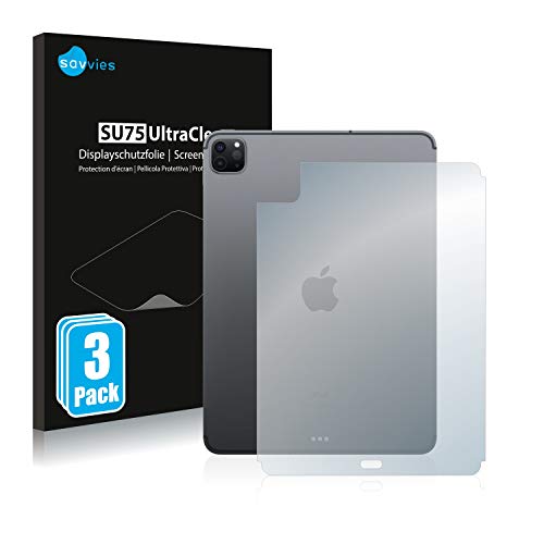 savvies Protector Pantalla Compatible con Apple iPad Pro 11" WiFi 2020 (Trasero, 2da generación) (3 Unidades) Pelicula Ultra Transparente