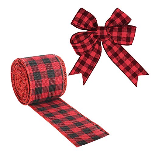 SEELOK Cinta de Arpillera a Cuadros Cinta de Navidad Rojas y Negras Cintas de Adorno de Costura Decoración del árbol Navideño Envoltorio de Regalo Manualidades DIY 5cm x 6m SEELOK Cinta de Arpillera a Cuadros Cinta de Navidad Rojas y Negras Cintas de Adorno de Costura Decoración del árbol Navideño Envoltorio de Regalo Manualidades DIY 5cm x 6m