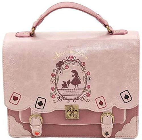 Señora Hombro Bolsa Bolso de Hombro Inclinado Hay Alicia en el país de Las Maravillas Tarjeta de Juego Silueta, Blanco,Pink