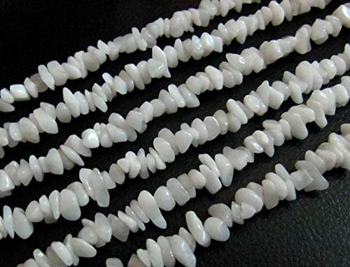 Shree_Narayani Cuentas de ágata blanca natural sin cortar con forma libre de viruta de 4 mm a 8 mm, cuentas graduadas de 86 cm de largo para hacer joyas sin cortar, 2 hilos