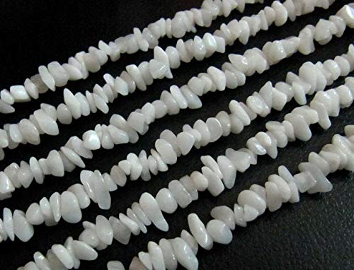Shree_Narayani Cuentas de ágata blanca natural sin cortar con forma libre de viruta de 4 mm a 8 mm, cuentas graduadas de 86 cm de largo para hacer joyas sin cortar, 2 hilos Shree_Narayani Cuentas de ágata blanca natural sin cortar con forma libre de viruta de 4 mm a 8 mm, cuentas graduadas de 86 cm de largo para hacer joyas sin cortar, 2 hilos