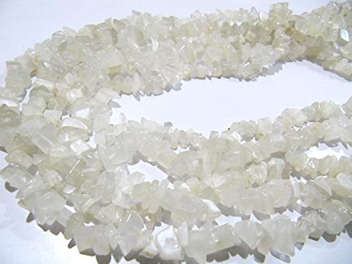 Shree_Narayani Cuentas de piedra lunar blanca natural sin cortar con forma libre de viruta de 6 a 10 mm, cuentas graduadas de 86 cm de largo para hacer joyas sin cortar 2 hilos Shree_Narayani Cuentas de piedra lunar blanca natural sin cortar con forma libre de viruta de 6 a 10 mm, cuentas graduadas de 86 cm de largo para hacer joyas sin cortar 2 hilos