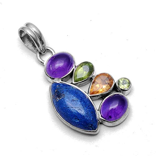 Silver Palace Plata de Ley 925 Natural, azurita, Colgantes de Amatista para Mujeres y niñas Silver Palace Plata de Ley 925 Natural, azurita, Colgantes de Amatista para Mujeres y niñas