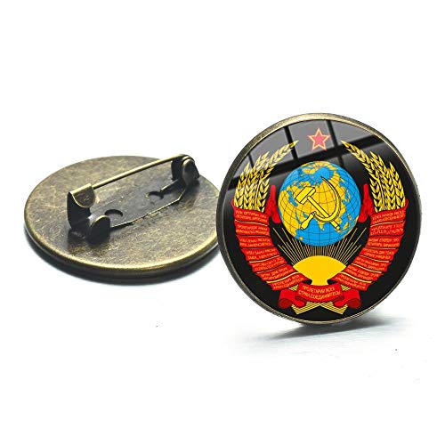 Símbolo ussr estrella roja hoz martillo broche guerra fría soviética Cccp Rusia Icon Series Badge Glass Dome Pins Colección de recuerdos