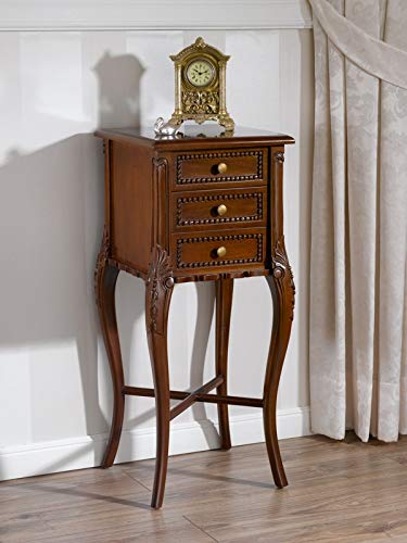 SIMONE GUARRACINO LUXURY DESIGN Mesa Auxiliar Rudy Estilo Chippendale Inglese 3 cajones Color Nogal SIMONE GUARRACINO LUXURY DESIGN Mesa Auxiliar Rudy Estilo Chippendale Inglese 3 cajones Color Nogal