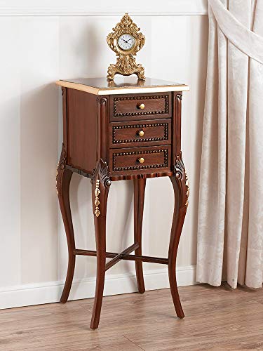 SIMONE GUARRACINO LUXURY DESIGN Mesa Auxiliar Rudy Estilo Chippendale Inglese 3 cajones Color Nogal Detalles Hoja Oro SIMONE GUARRACINO LUXURY DESIGN Mesa Auxiliar Rudy Estilo Chippendale Inglese 3 cajones Color Nogal Detalles Hoja Oro