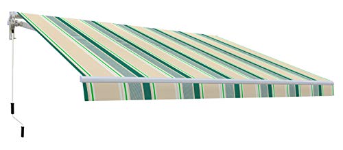 SmartSun Classic Toldo Completo 4x2,5m Color Beige/Verde Lona acrílica. Estructura de Aluminio. Regulable en inclinación. Manivela incluida. Toldo terraza, Jardin, Balcon