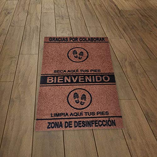 SML Alfombra-Felpudo desinfectante para Entrada hogar y Negocio,Limpia Zapatos,Antideslizante y Lavable.Medida 60x85cm (Marrón)