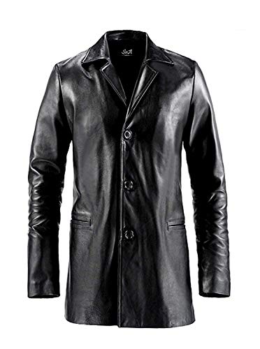 SNA Collection Max Payne Mark Wahlberg - Gabardina de piel negra para hombre (Regular Big & Tall - negro - Small SNA Collection Max Payne Mark Wahlberg - Gabardina de piel negra para hombre (Regular Big & Tall - negro - Small