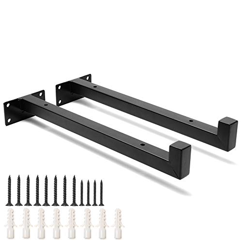 Soporte para Estanterías de Metal - 30cm Fondo Plaza Soporte de Pared Multiuso Decorativo Estilo Industrial Retro, Estanterías del Hierro de Vendimia de Almacenamiento Montaje en Pared Negro