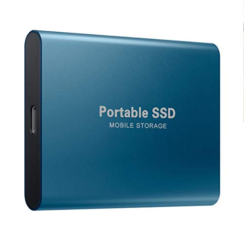 SSD externo USB 3.1 de 2 TB, almacenamiento de unidad de estado sólido portátil tipo C, disco duro móvil portátil MINI, funciona con PC Mac Windows Linux PS4 Xbox One y Smart TV (azul)