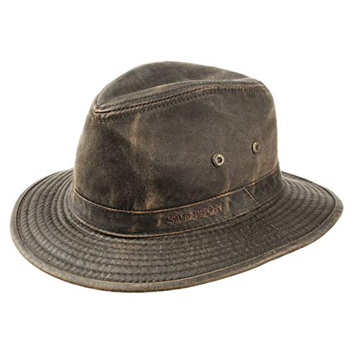 Stetson Sombrero vagabundo Traveller para Hombre - Sombrero Aventurero de algodón con protección UV 40+ - Sombrero de Exteriores Estilo Retro - Verano/Invierno - marrón S (54-55 cm)