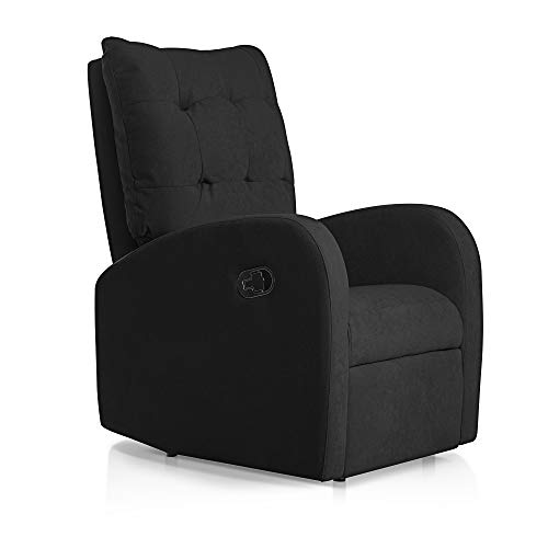 SUENOSZZZ-ESPECIALISTAS DEL DESCANSO Sillon Relax orejero reclinable Soft tapizado en Tela Antimanchas Negro