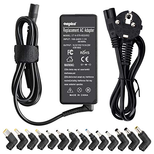 SUNYDEAL 65W Adaptador Cargador Universal Portatil para HP Acer ASUS Vivobook Toshiba Sony Lenovo Fujitsu NEC Compaq DELL Delta MSI LG Medion Packard Bell con 14Tip 18.5V 19V 19.5V 20V Alimentación