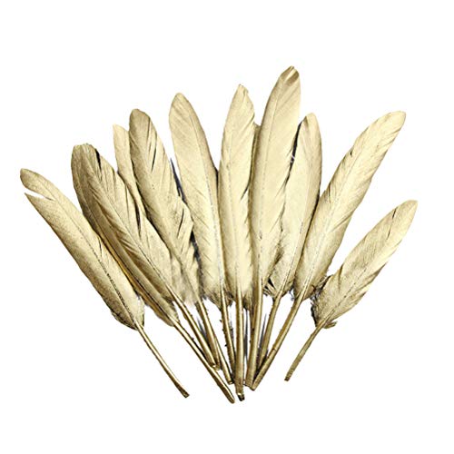 SUPVOX Bonitas plumas doradas para manualidades, centros de mesa, bodas, fiestas, decoraciones, 50 unidades