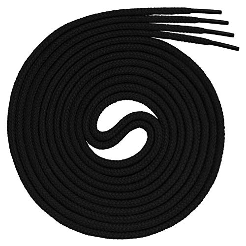 Swissly 1 par de cordones redondos para zapatos de ocio, deportivos y de cuero, 100% algodón, color: negro, longitud 130 cm Swissly 1 par de cordones redondos para zapatos de ocio, deportivos y de cuero, 100% algodón, color: negro, longitud 130 cm
