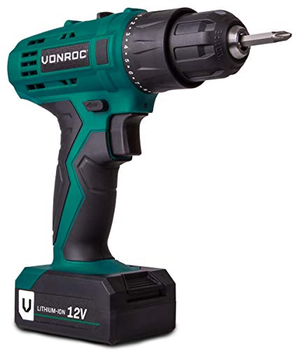 Taladro inalámbrico VONROC de 12V, 1.3Ah – incl. batería, cargador rápido, puntas de destornillador y bolsa de almacenamiento Taladro inalámbrico VONROC de 12V, 1.3Ah – incl. batería, cargador rápido, puntas de destornillador y bolsa de almacenamiento