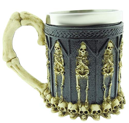 Taza Calavera Momia 3D Calavera Esqueleto Acero Inoxidable Resina Jarra de Cerveza Horror gótico Bebidas café Hombre Vikingo Medieval Halloween